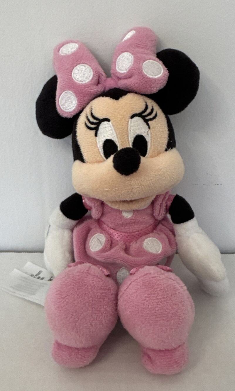 Disney Minnie Mouse Plush Pink Dress 11” Just Play Standing Stuffed Animal Toy